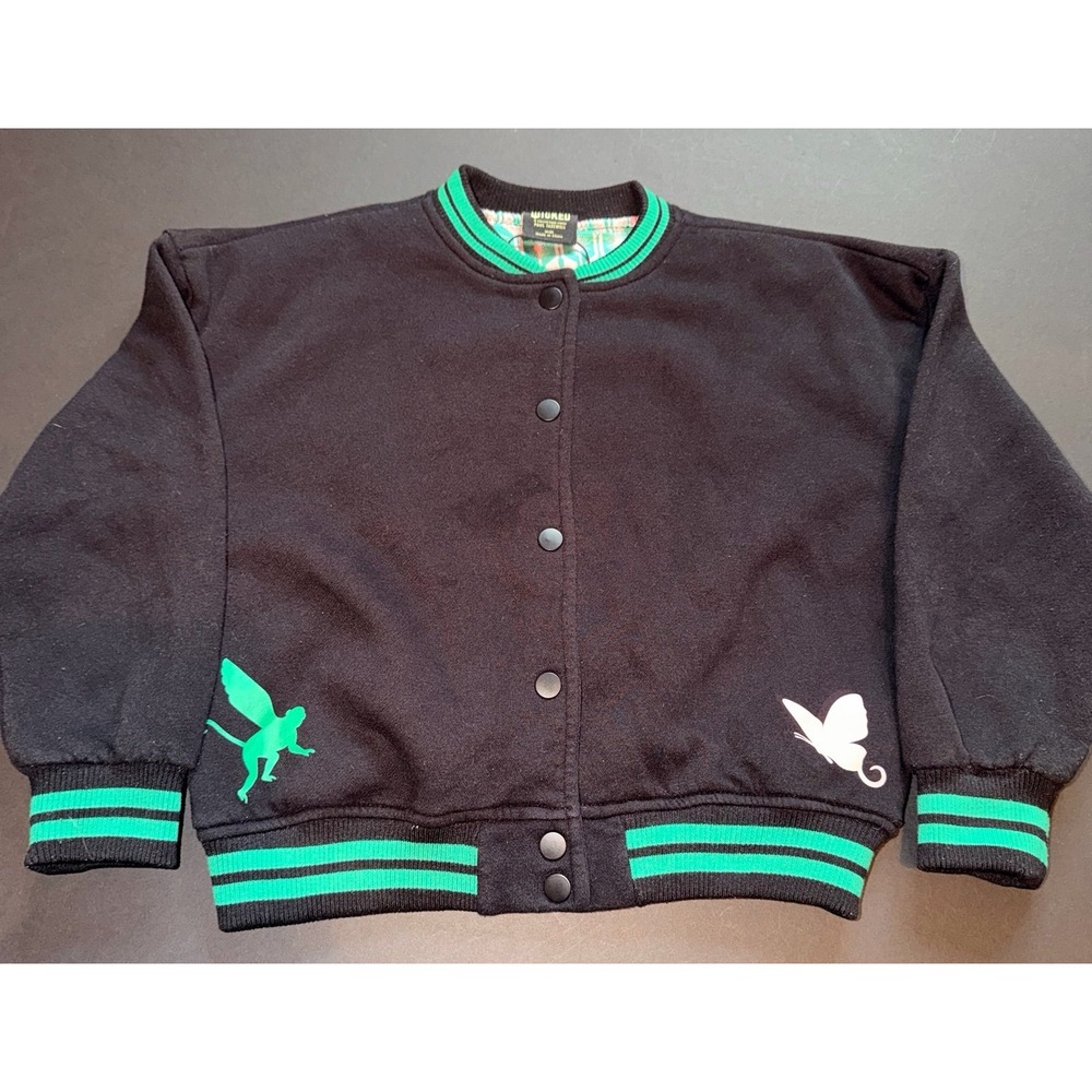 Wicked Movie Paul Tazewell Kids Varsity Jacket Black Green Defy Gravity Size 8